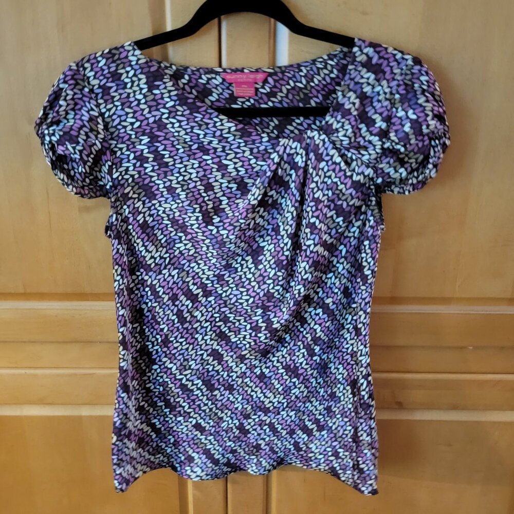 Sunny Leigh Cap Sleeve Blouse with Asymmetrical Neckline - PM